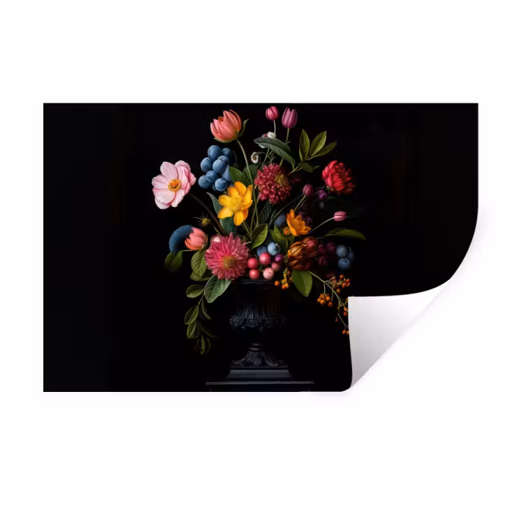 Bloemen - Vrolijk - Vaas Muursticker klein -3d