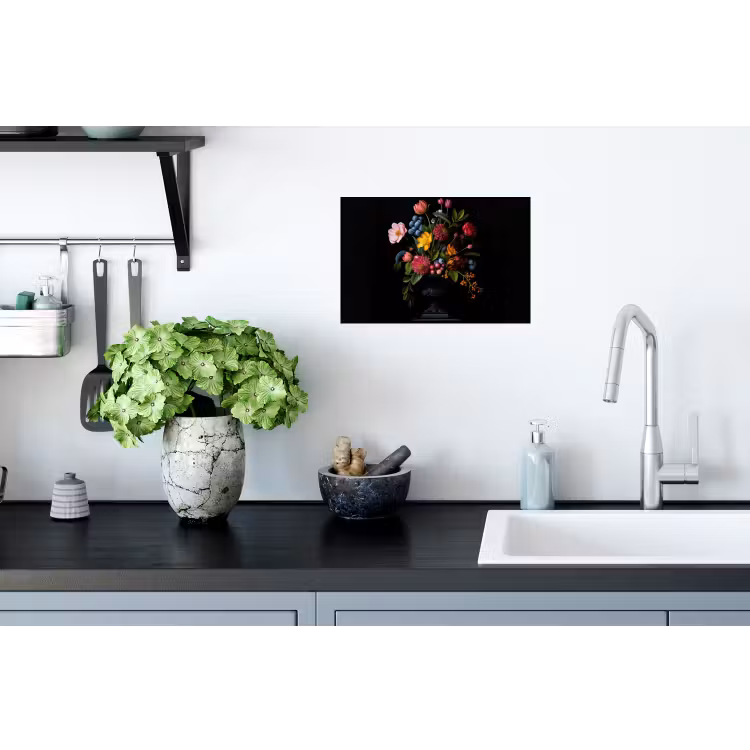 Bloemen - Vrolijk - Vaas Muursticker klein -keuken