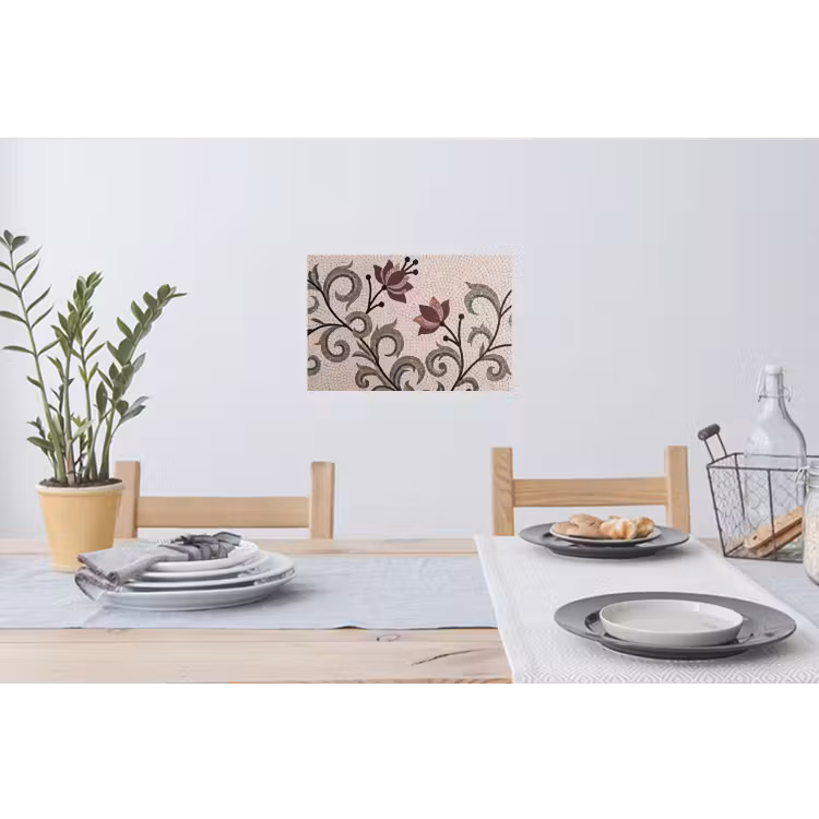 Bloemen - Mozaïek - Patroon - Abstract - Groen Muursticker klein -eettafel