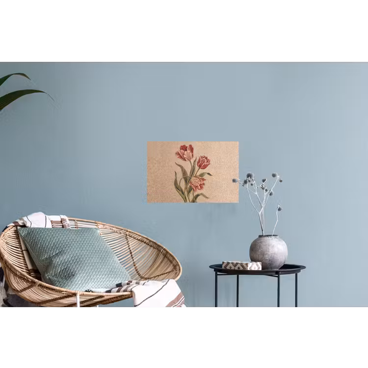Bloemen - Mozaïek - Rood - Groen - Kunst Muursticker klein -plant