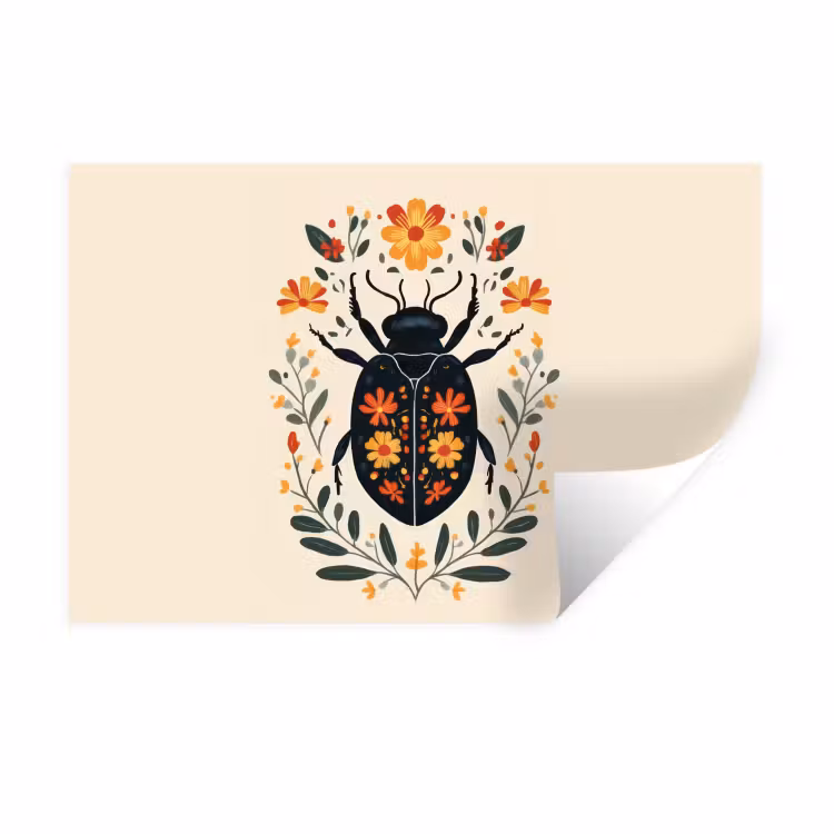Bloemen - Oranje - Planten - Sierlijk Muursticker klein -3d