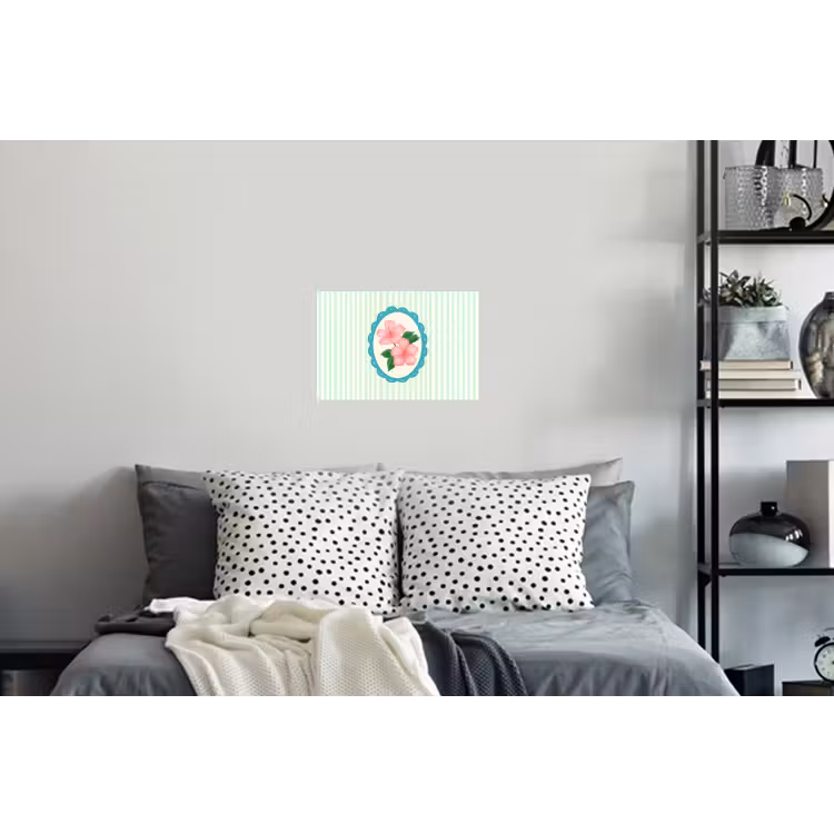 Bloemen - Ovaal - Strepen - Groen Muursticker klein -slaapkamer