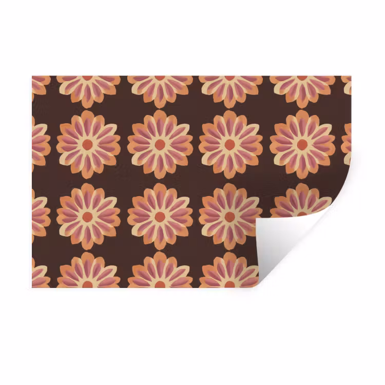 Bloemen - Patroon - Bruin Muursticker klein 286 -3d