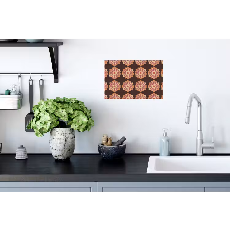 Bloemen - Patroon - Bruin Muursticker klein 286 -keuken