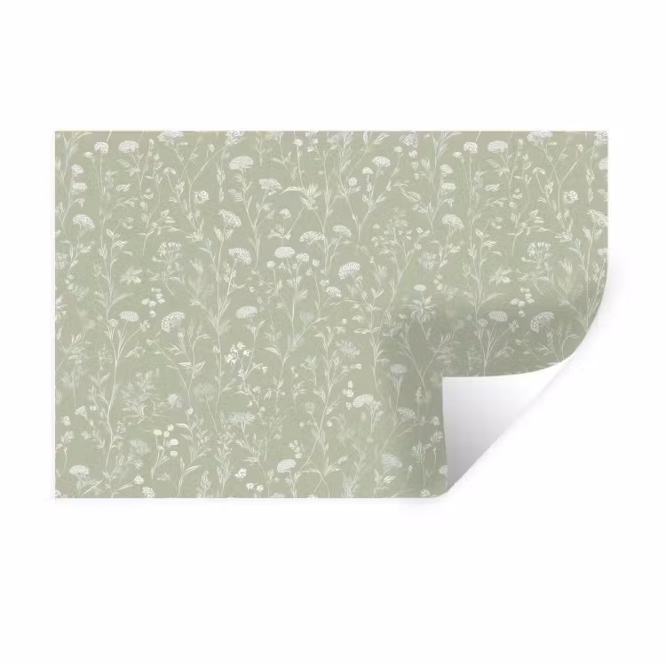 Bloemen - Patroon - Groen Muursticker klein 286 -3d