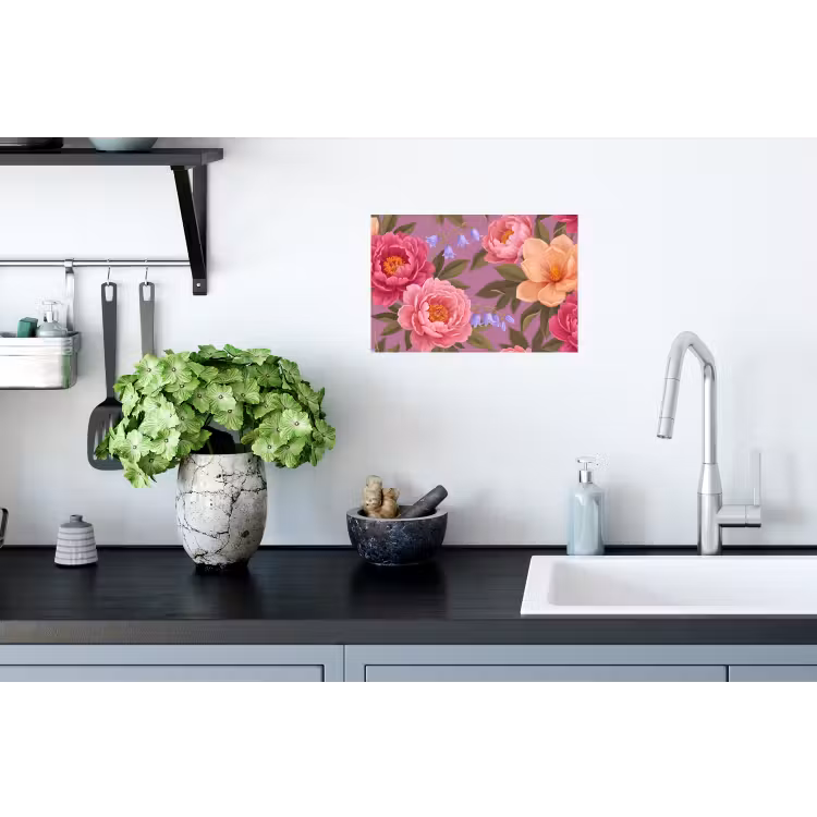 Bloemen - Patroon - Illustratie - Roze Muursticker klein -keuken