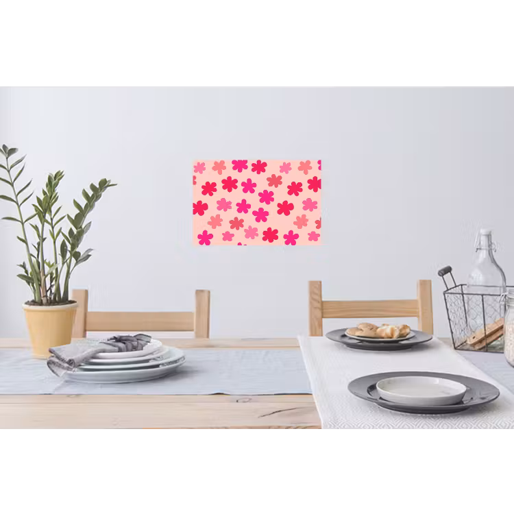 Bloemen - Patroon - Roze Muursticker klein -eettafel