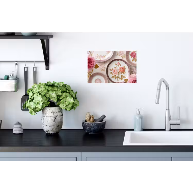 Bloemen - Patroon - Vintage - Roze - Decoratie Muursticker klein -keuken