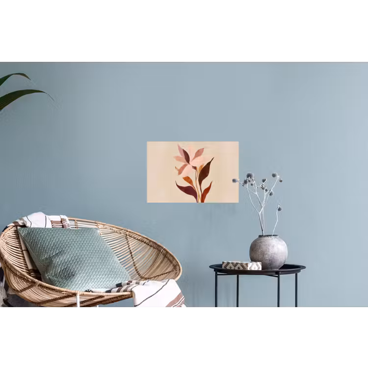Bloemen - Blaadjes - Minimalistisch - Roze Muursticker klein -plant