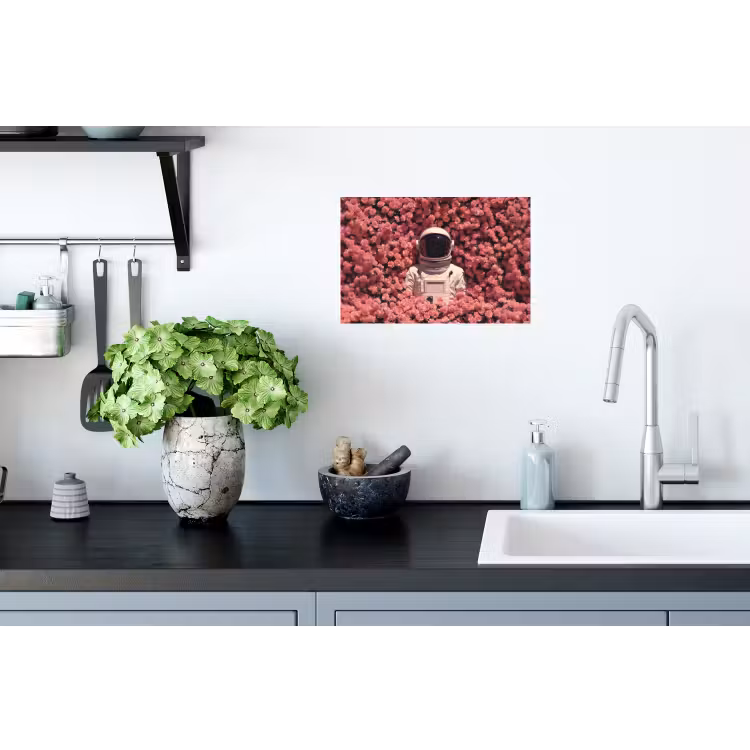 Bloemen - Roze - Astronaut Muursticker klein -keuken