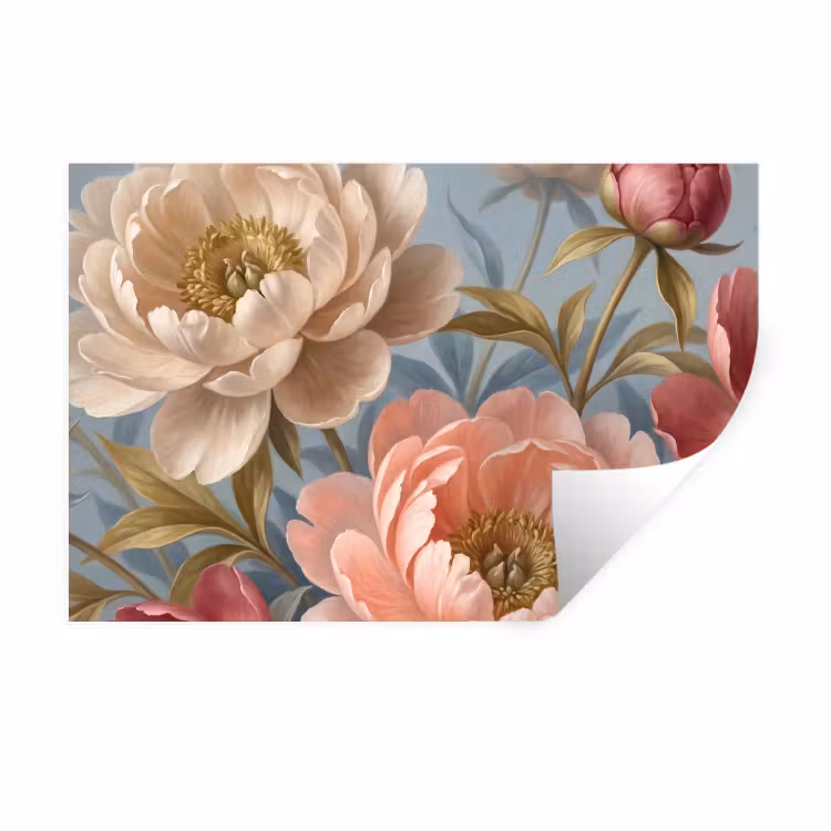 Bloemen - Roze - Beige - Modern - Natuur Muursticker klein -3d