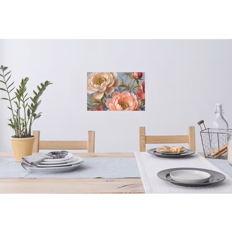 Bloemen - Roze - Beige - Modern - Natuur Muursticker klein -eettafel