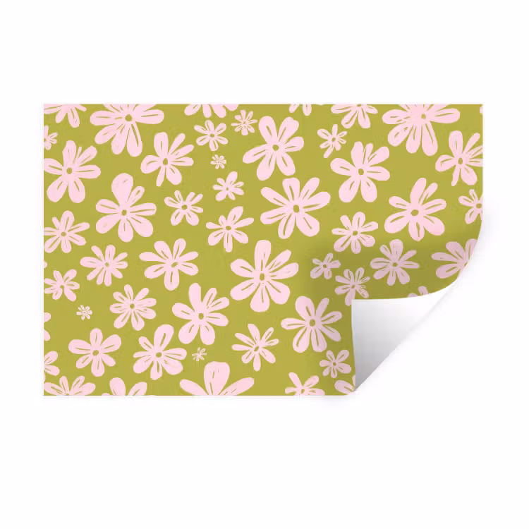 Bloemen - Roze - Getekend - Patroon Muursticker klein -3d