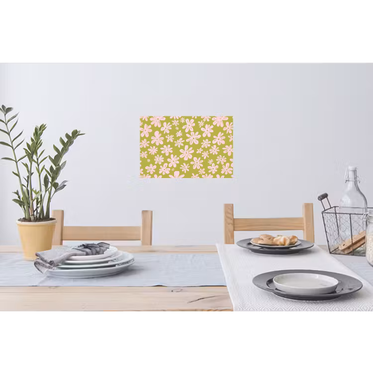 Bloemen - Roze - Getekend - Patroon Muursticker klein -eettafel