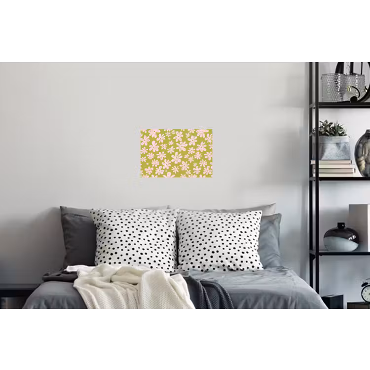 Bloemen - Roze - Getekend - Patroon Muursticker klein -slaapkamer