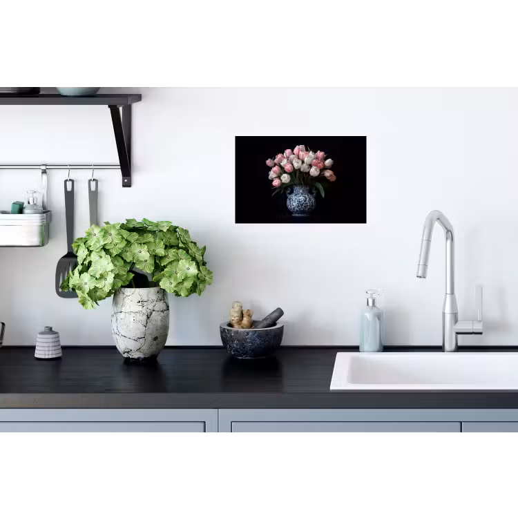 Bloemen - Roze - Tulpen - Vaas Muursticker klein -keuken