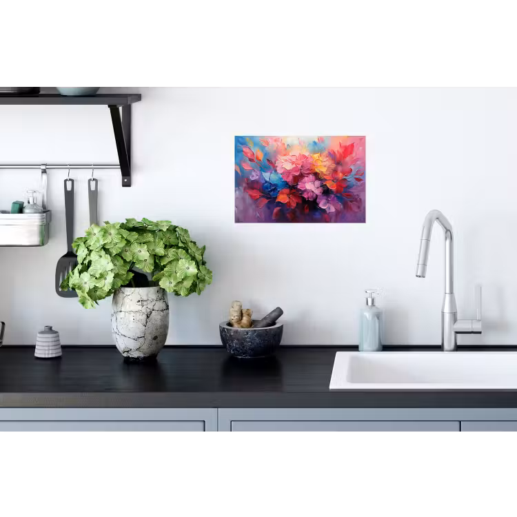 Bloemen - Roze - Watercolor - Kunst Muursticker klein -keuken