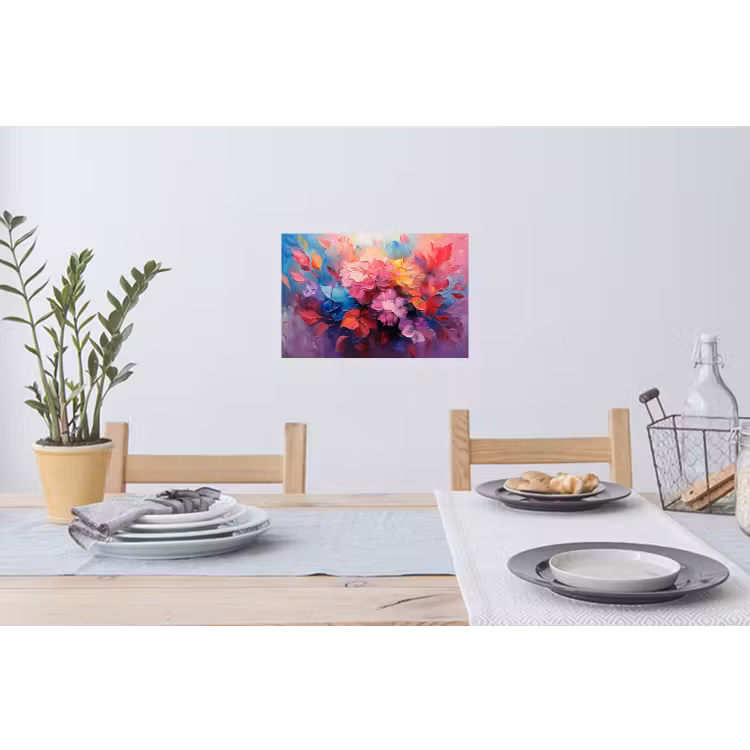 Bloemen - Roze - Watercolor - Kunst Muursticker klein -eettafel