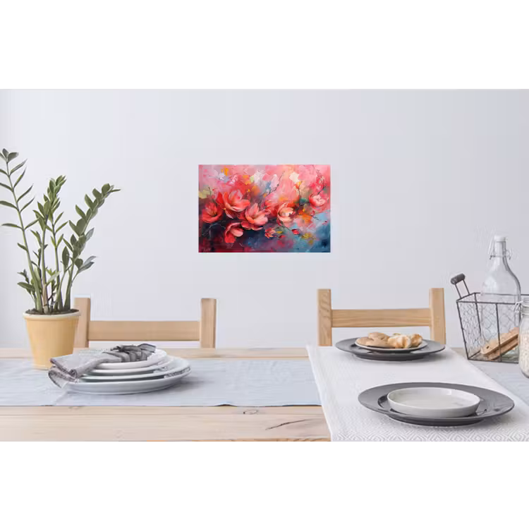 Bloemen - Roze - Watercolor - Natuur- Kunst Muursticker klein -eettafel