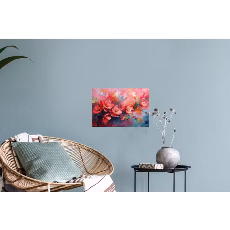 Bloemen - Roze - Watercolor - Natuur- Kunst Muursticker klein -plant