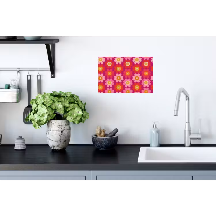 Bloemen - Retro - Kleurrijk Muursticker klein 286 -keuken