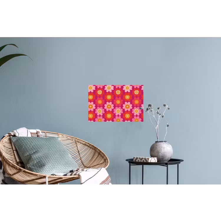Bloemen - Retro - Kleurrijk Muursticker klein 286 -plant