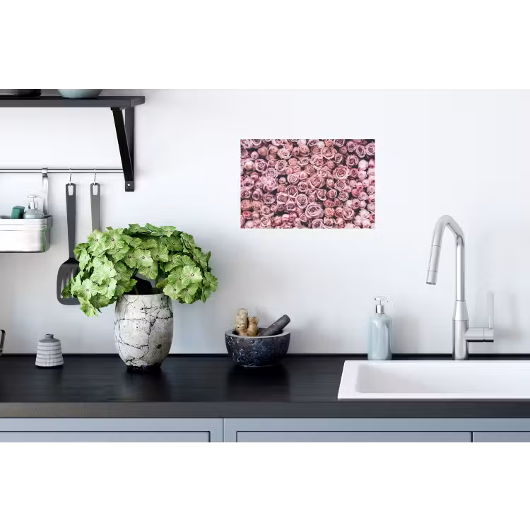 Een zee van rozen uit de natuur Muursticker klein -keuken