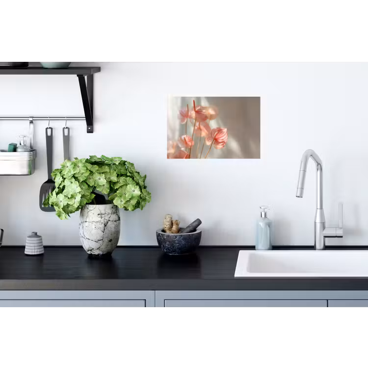 Bloemen - Stelen - Roze - Schaduw Muursticker klein -keuken