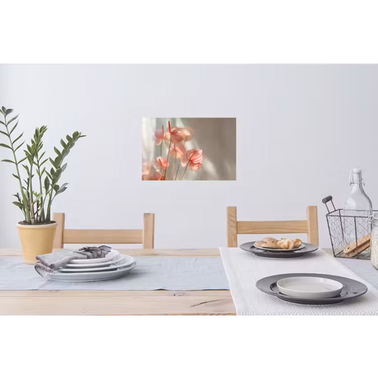 Bloemen - Stelen - Roze - Schaduw Muursticker klein -eettafel