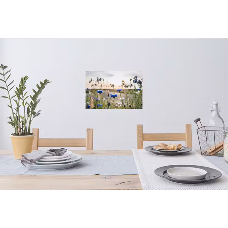 Bloemen - Zomer - Korenbloem - Blauw - Zon - Wolken Muursticker klein -eettafel