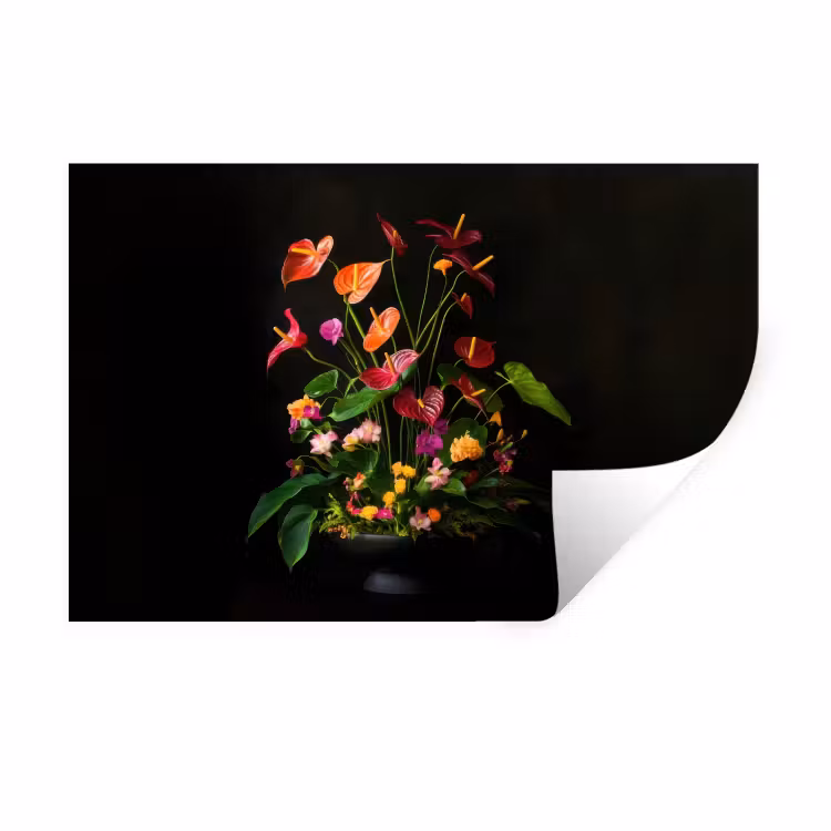 Bloemen - Vaas - Kleurrijk Muursticker klein -3d