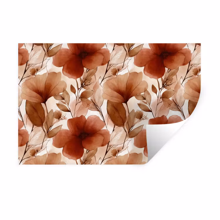 Bloemen - Aquarel - Botanisch - Terracotta Muursticker klein 286 -3d