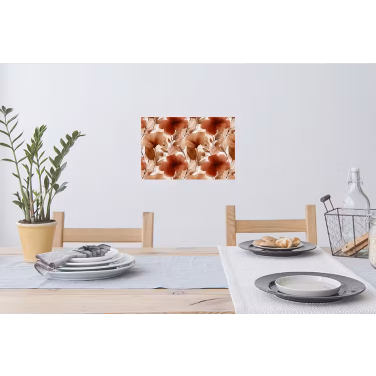 Bloemen - Aquarel - Botanisch - Terracotta Muursticker klein 286 -eettafel