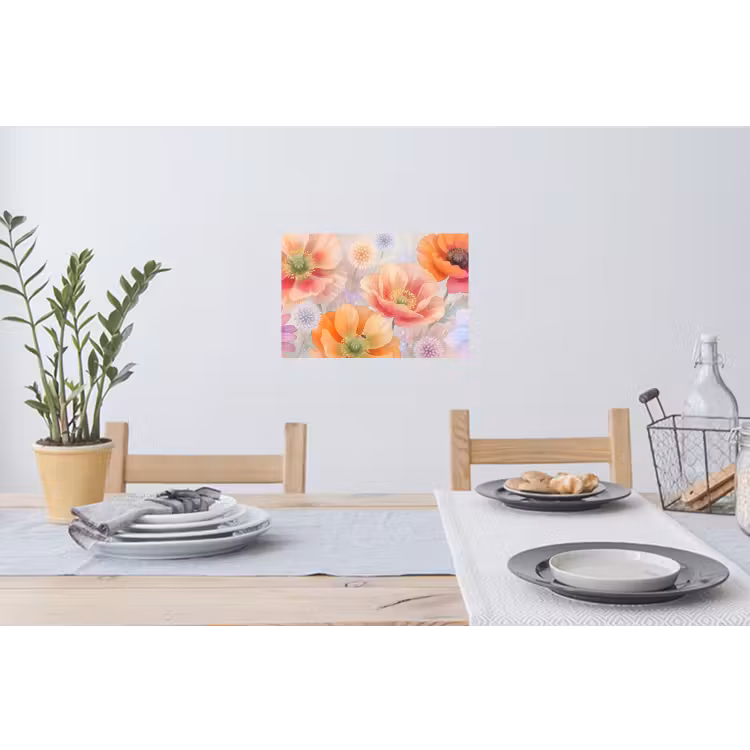 Bloemen - Aquarel - Natuur - Modern - Kleurrijk Muursticker klein -eettafel