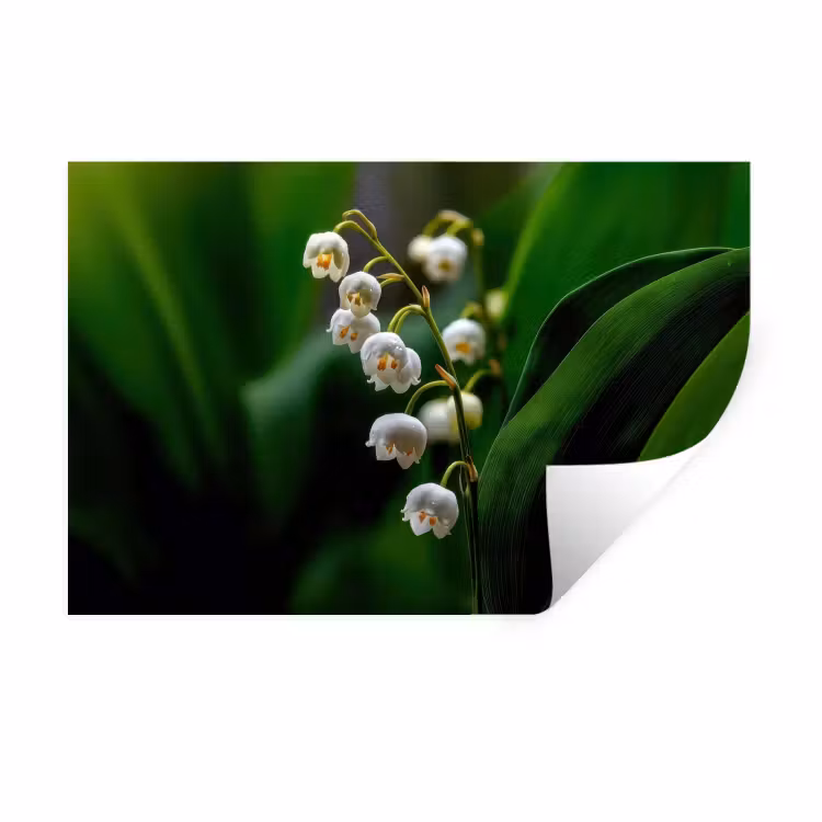 Bloemen - Wit - Bladeren - Lelietjes Muursticker klein -3d