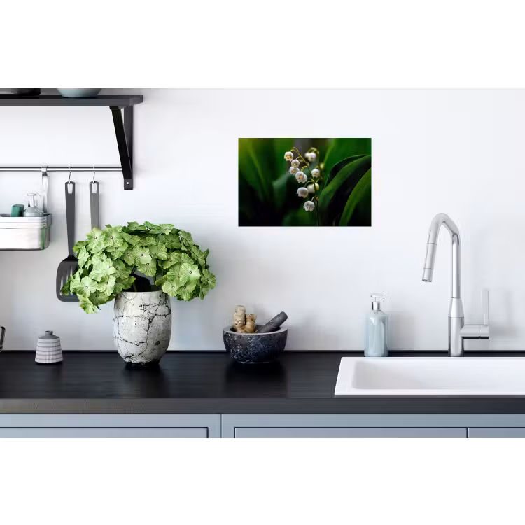 Bloemen - Wit - Bladeren - Lelietjes Muursticker klein -keuken