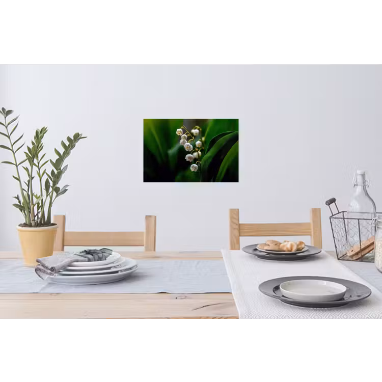 Bloemen - Wit - Bladeren - Lelietjes Muursticker klein -eettafel