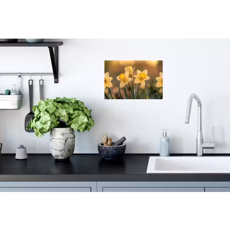 Bloemen - Geel - Wazig Muursticker klein -keuken