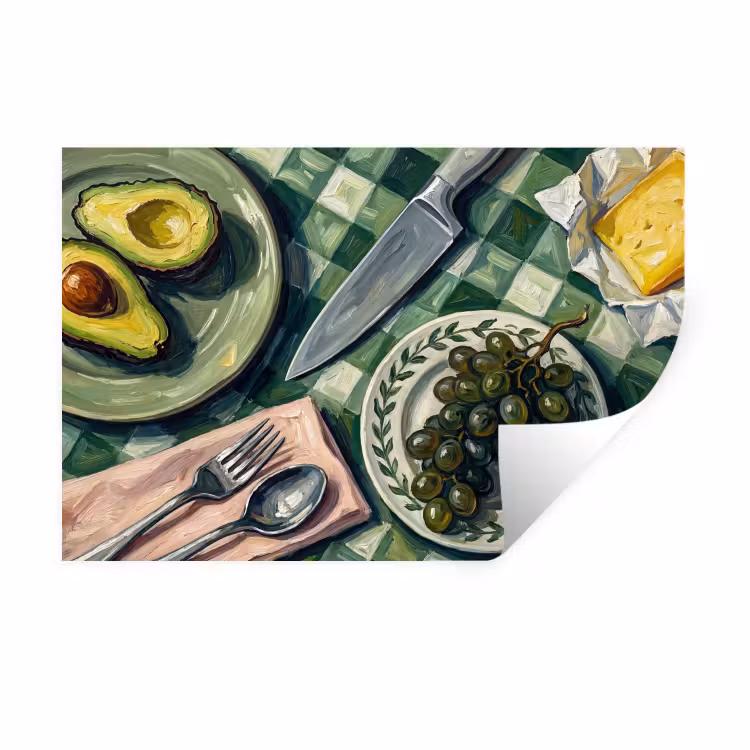 Eten - Ontbijt - Tafel - Modern - Groen Muursticker klein -3d