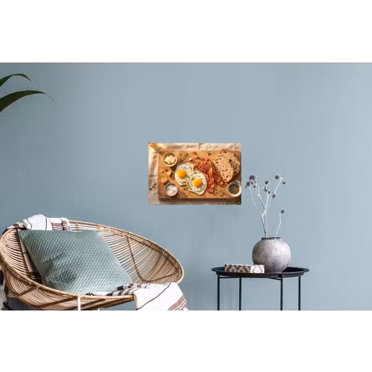 Eten - Ontbijt - Hout - Rustiek - Geel Muursticker klein -plant