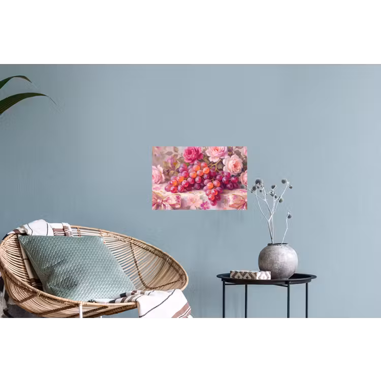 Eten - Bloemen - Stilleven - Roze - Goud Muursticker klein -plant