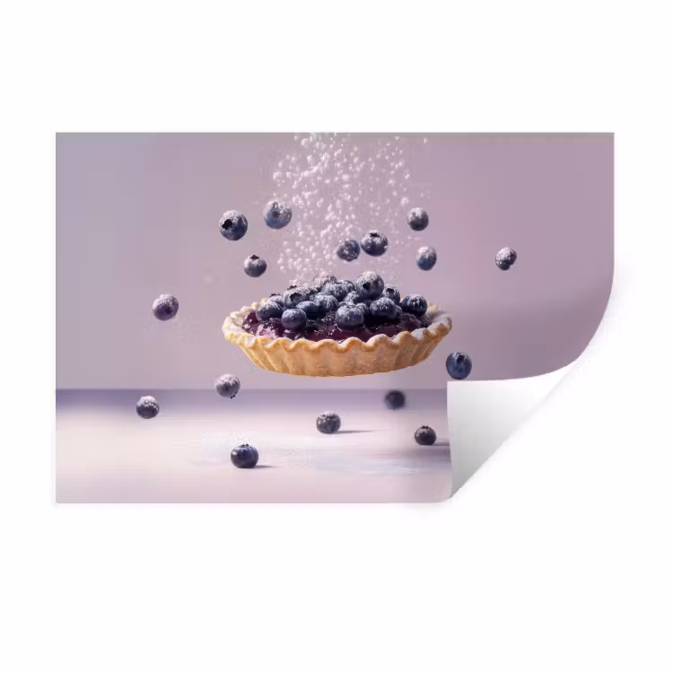Eten - Taart - Bessen - Blauw Muursticker klein -3d