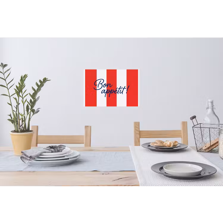Eten - Spreuk - Keuken - Grafisch - Rood-Wit Muursticker klein -eettafel