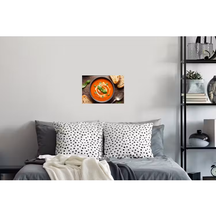 Eten - Soep - Basilicum - Rustiek - Rood Muursticker klein -slaapkamer