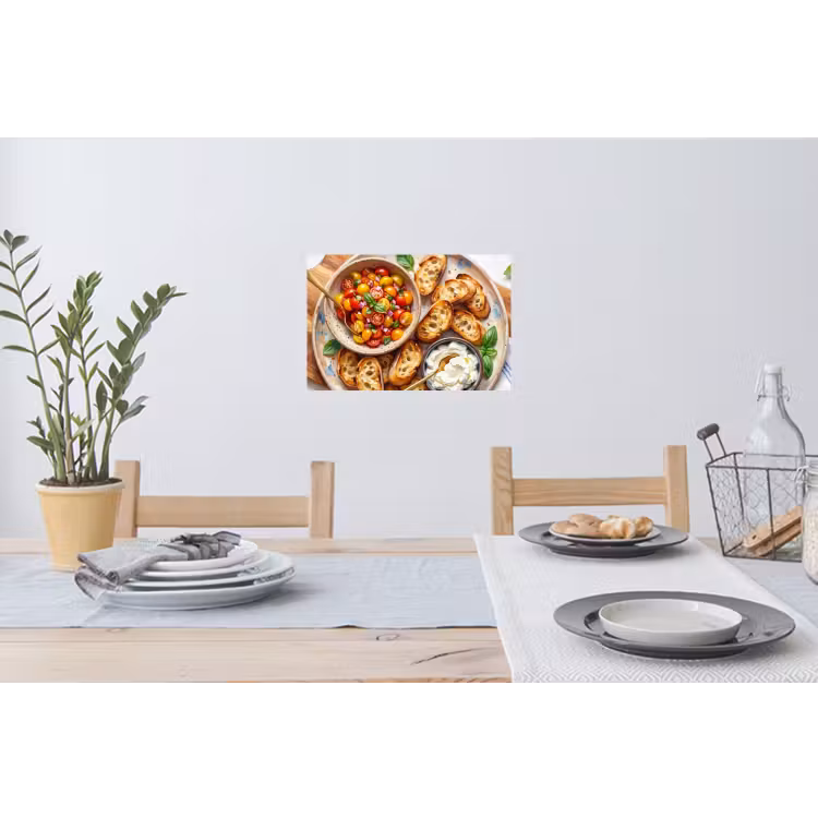 Eten - Tomaat - Brood - Kleurrijk - Keuken Muursticker klein -eettafel
