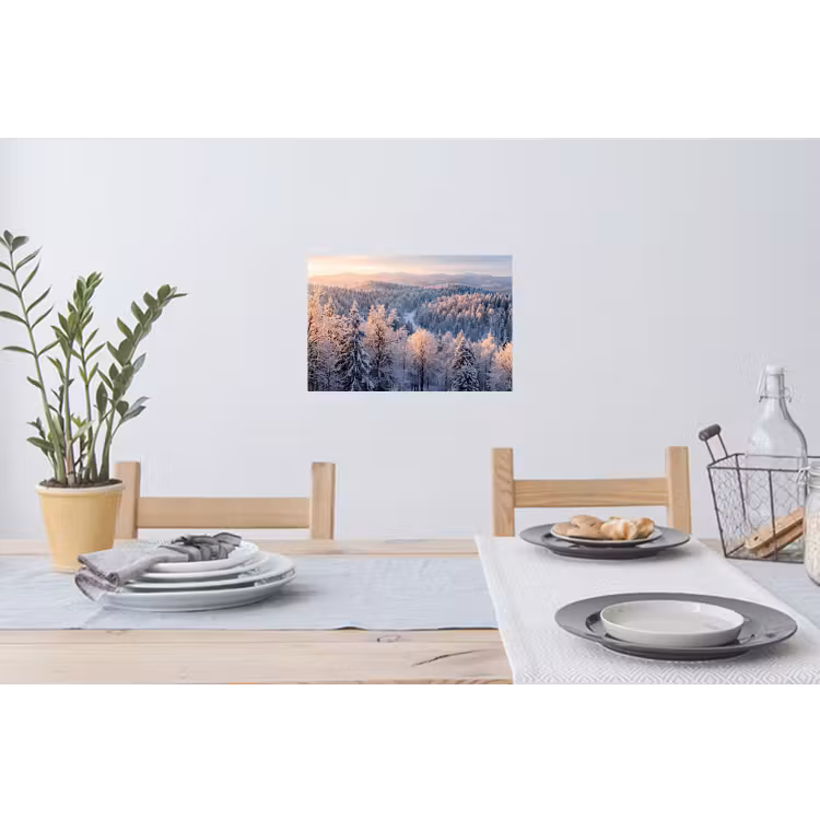 Bos - Bergen - Goud - Winter - Warm Muursticker klein -eettafel