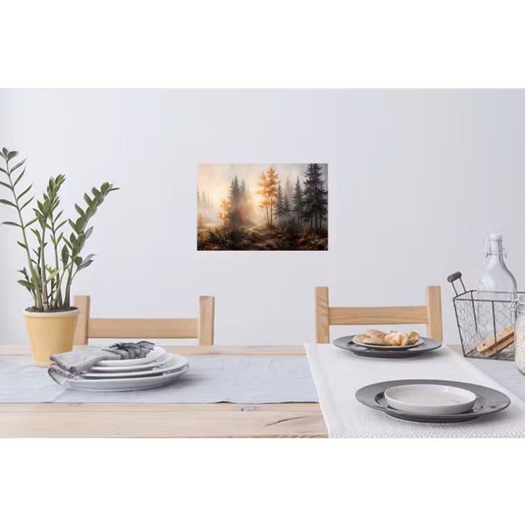 Bospad - Herfstbladeren - Natuur - Schilderachtig - Oranje Muursticker klein -eettafel
