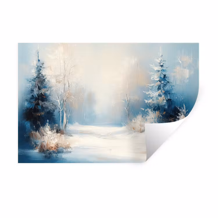 Bos - Winter - Natuur - Abstract - Sneeuw Muursticker klein -3d