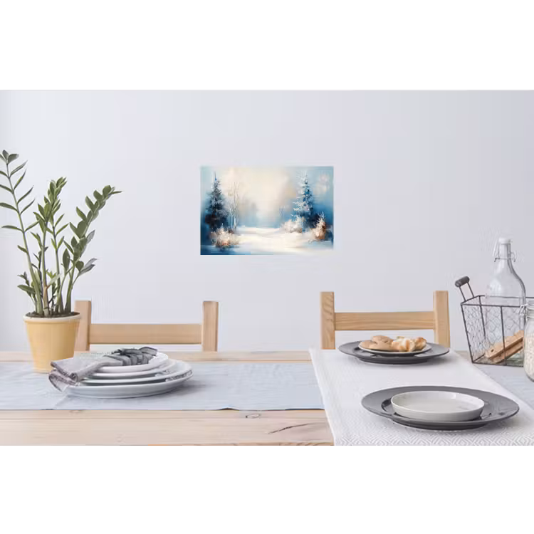 Bos - Winter - Natuur - Abstract - Sneeuw Muursticker klein -eettafel