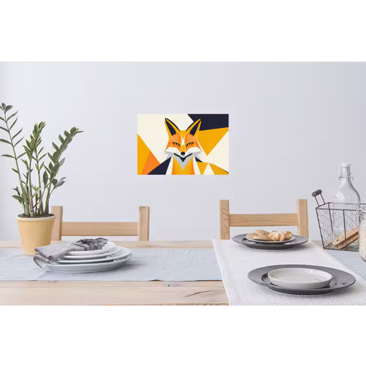 Vos - Oranje - Abstract - Driehoeken Muursticker klein -eettafel